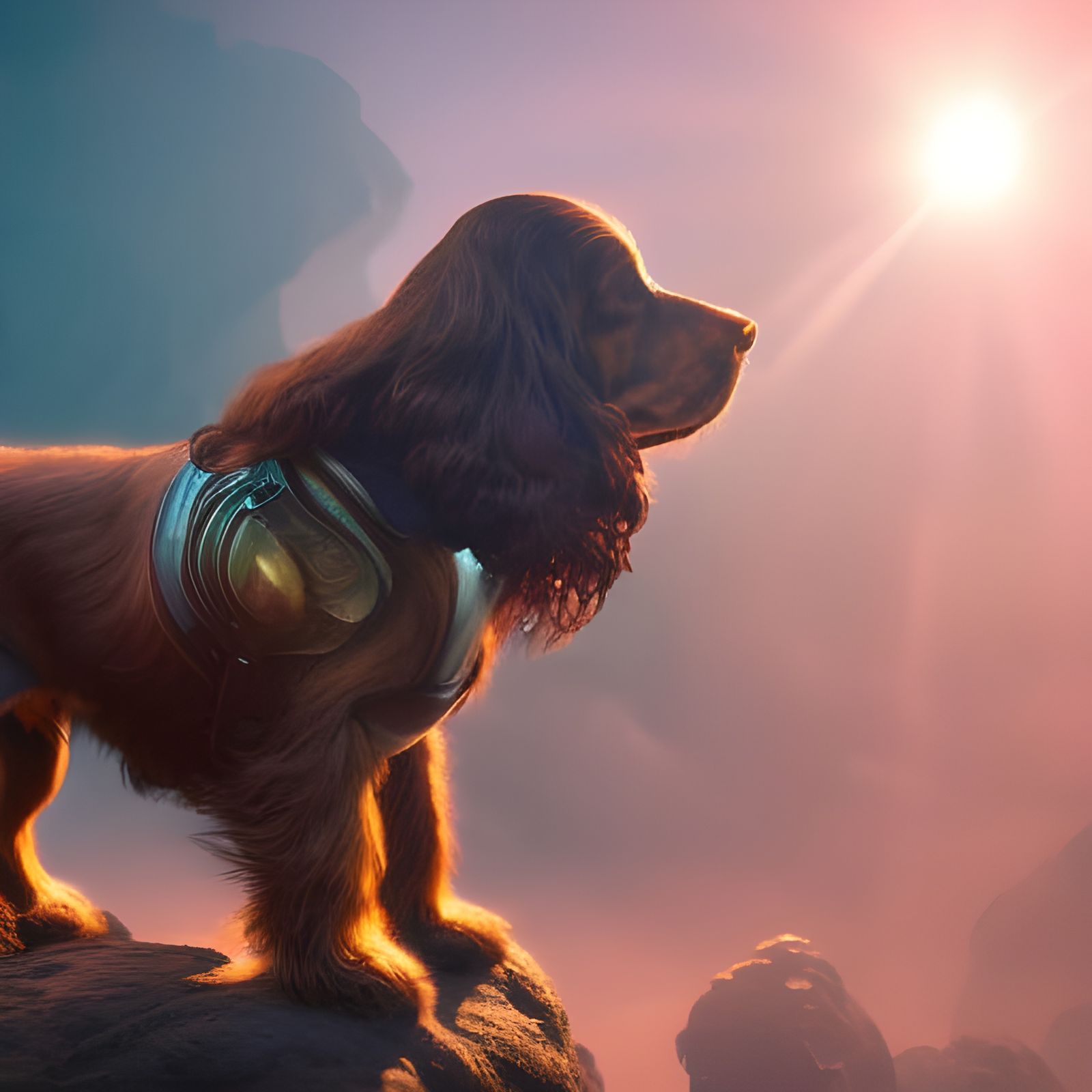 Sleeping Cocker Spaniel in Morning Light: Digital Art
