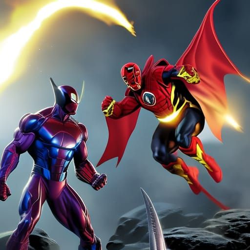 Superhero Team vs Alien Monsters in Comic Book Style