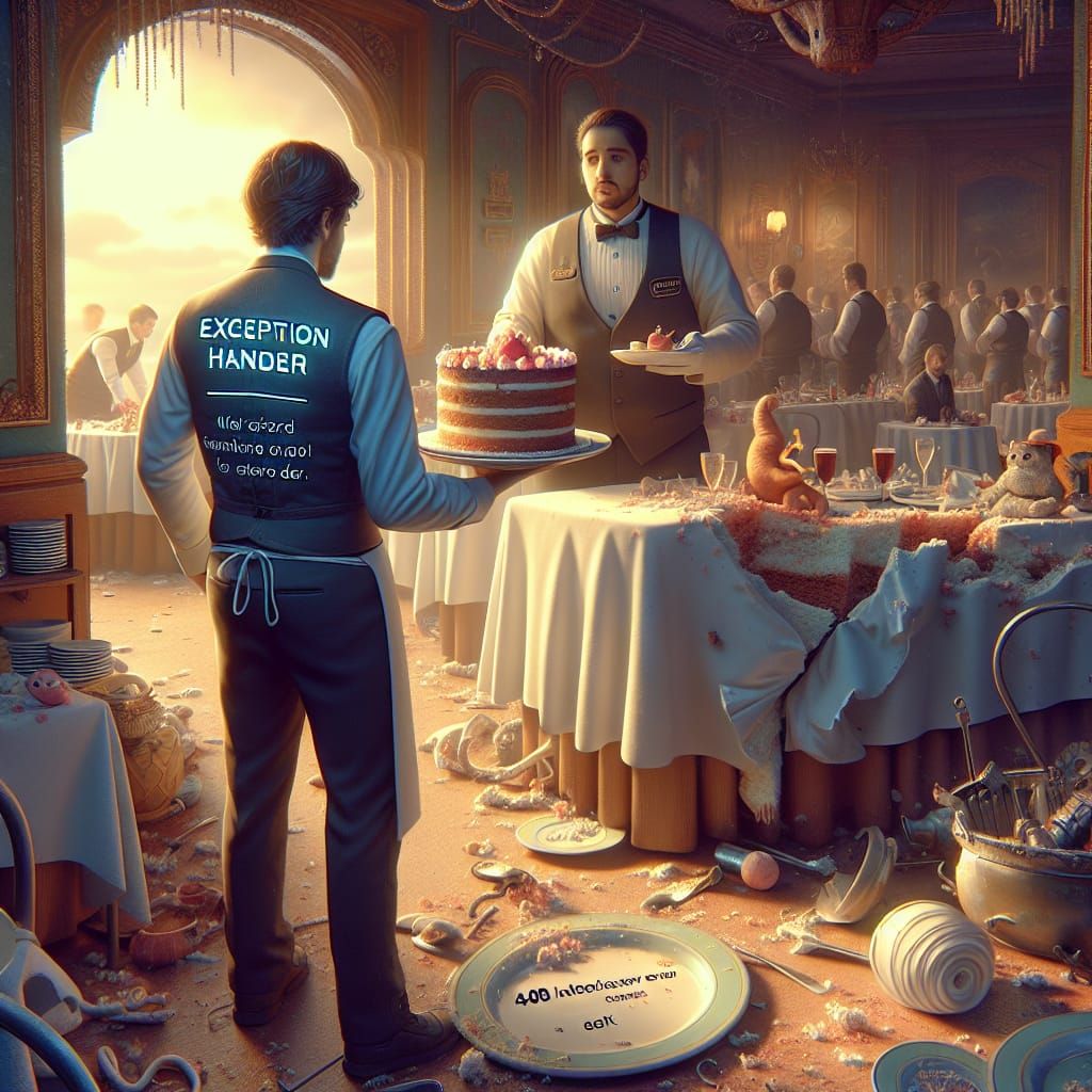 Surreal Restaurant Scene with Broken Cake in Matte Painting