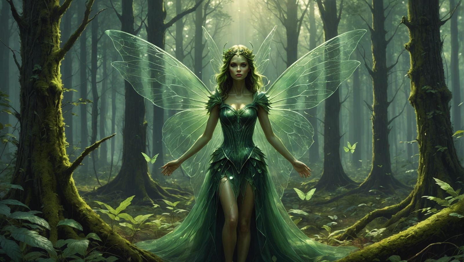 Green Fairy Protects Forest With Magic