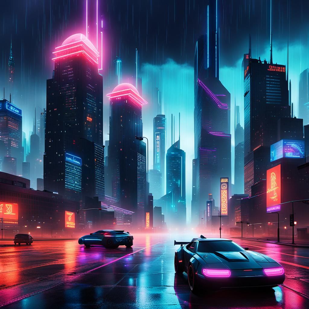 Cyberpunk Oklahoma City: Neon Metropolis at Night