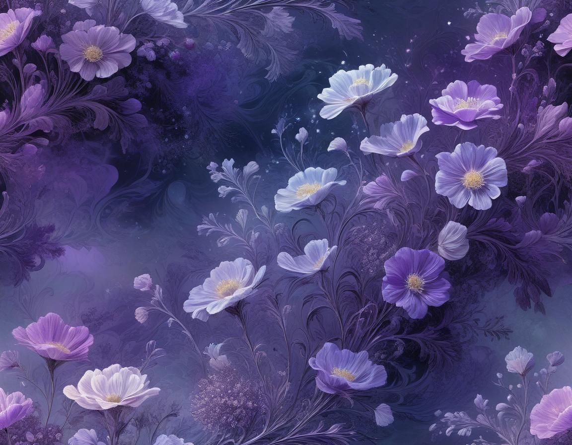 Ethereal Abstract Floral Art in Dreamy Purple