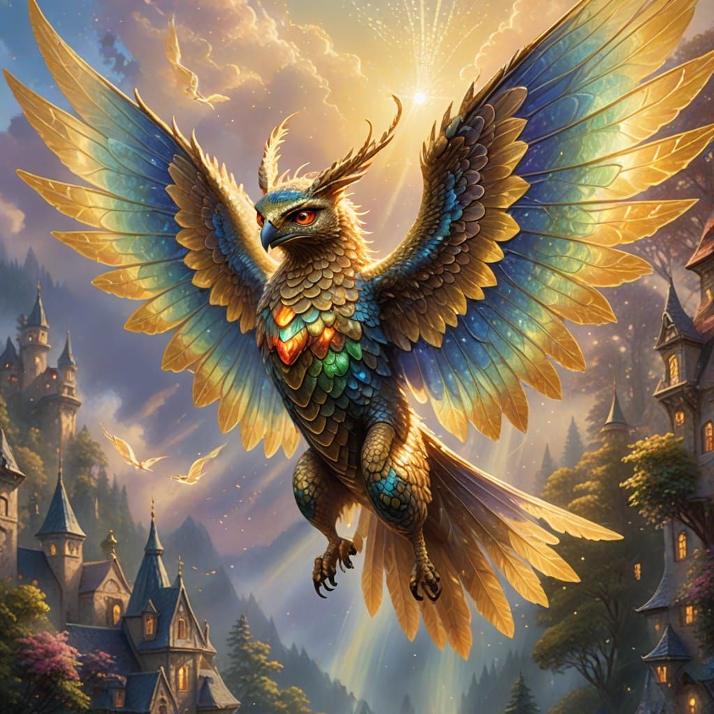 Ethereal Fantasy Creature with Iridescent Wings