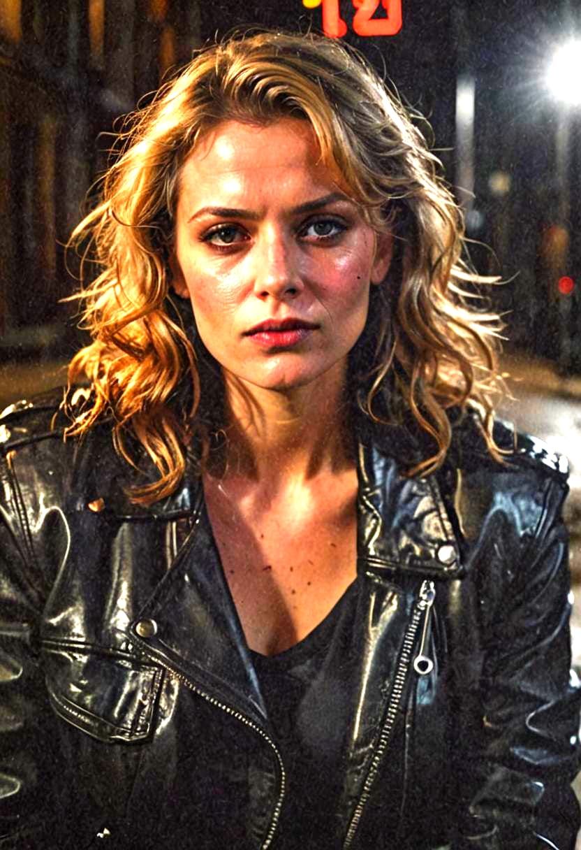 Woman in Black Leather Jacket Portrait