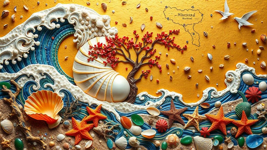 Dreamlike Seascape in Vibrant, Hyperrealistic Style