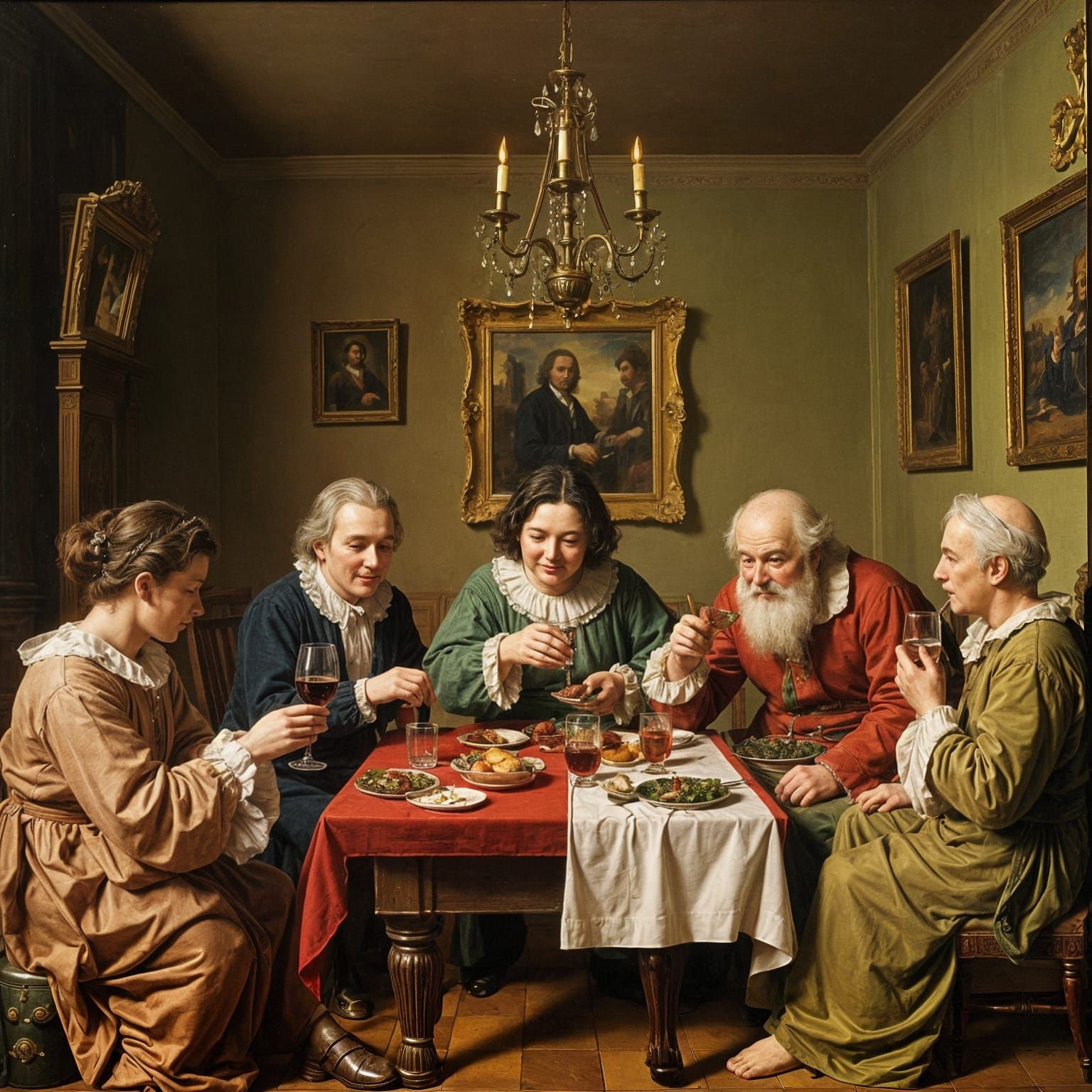 17th Century Dutch Genre Scene: A Joyous Gathering in an Ele...
