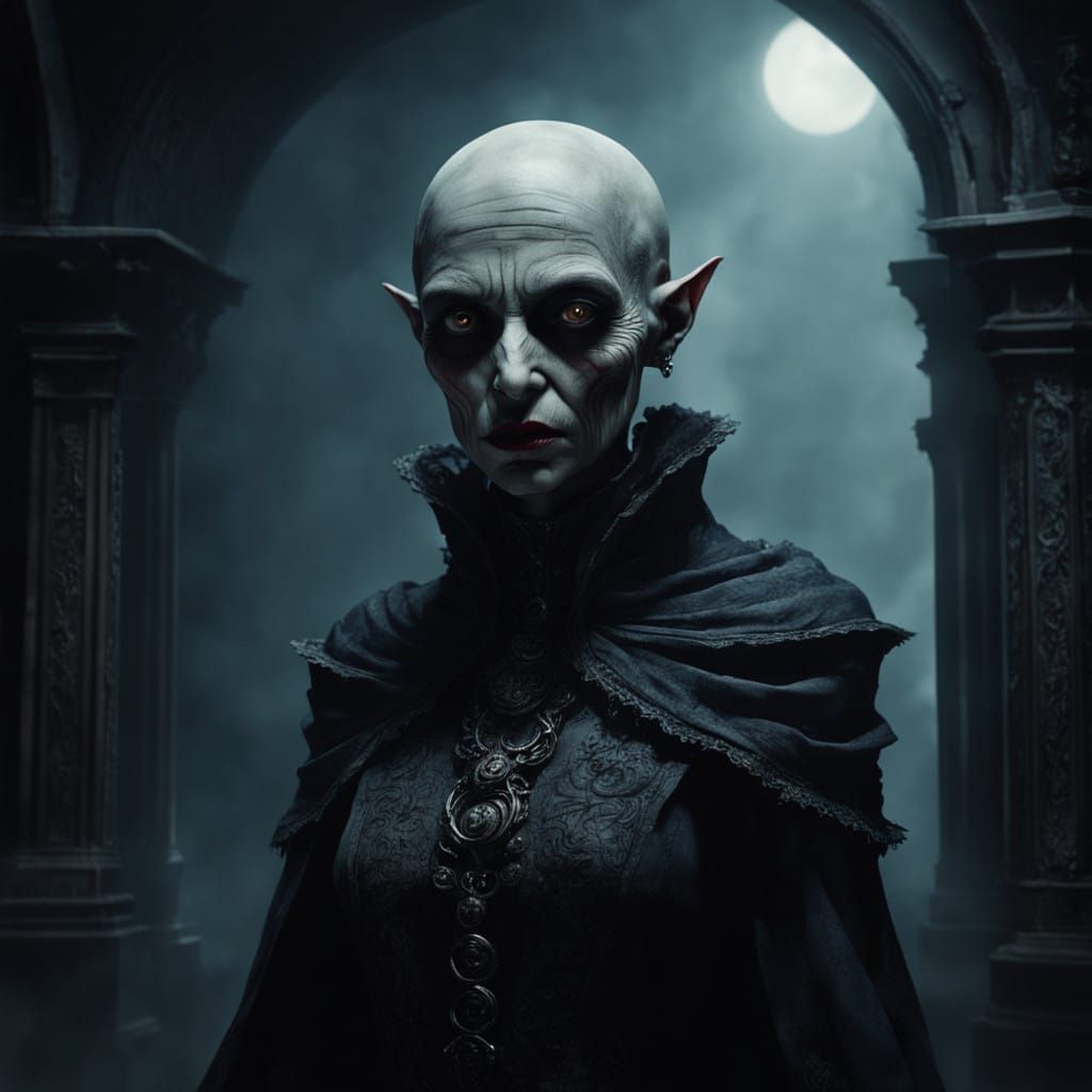 Ethereal Vampire Siren in a Haunting Gothic Atmosphere
