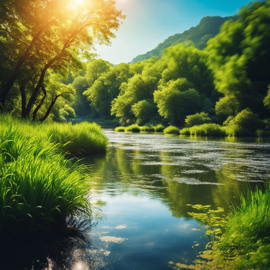 Blue River Landscape Photography in Naturalistic Style