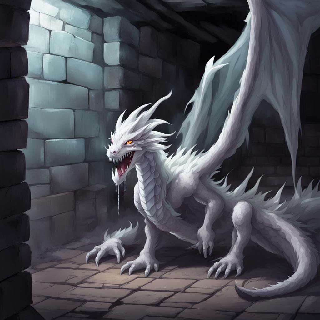 Ghost Dragon Crying Tears in Dark Basement