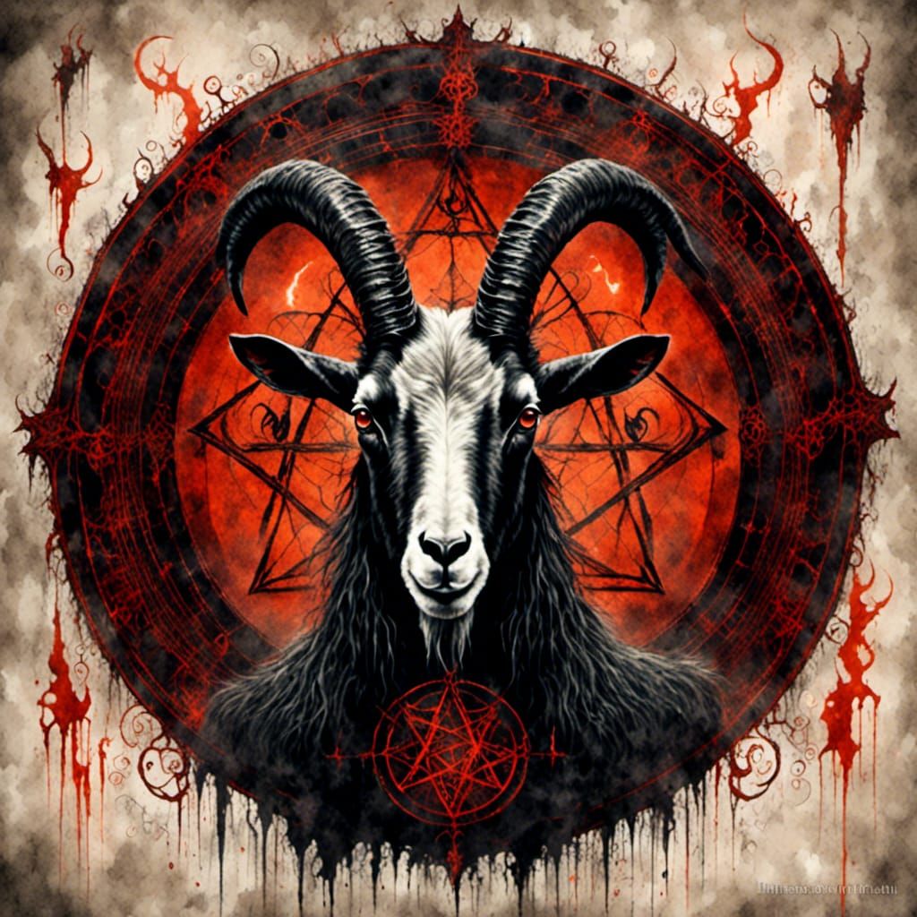 Macabre Goat in Oil Painting Style