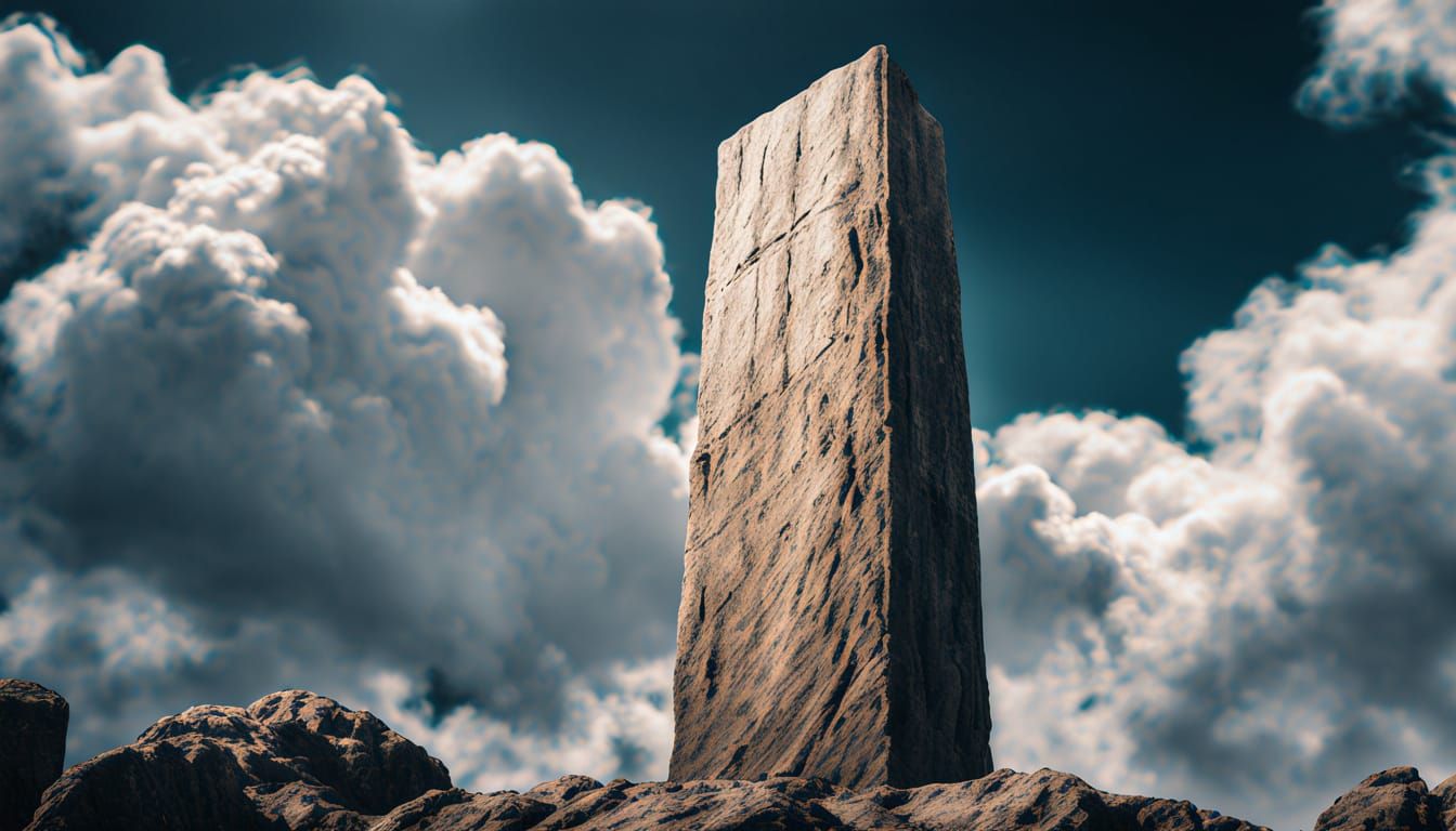 Towering Monolith Reaches Sky in Hyperrealistic Style