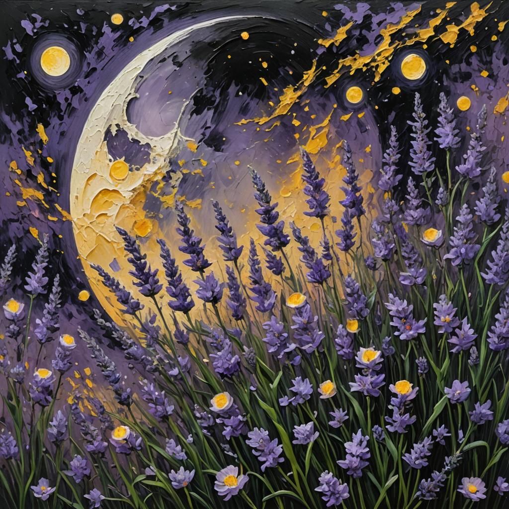 Lavender Moon: Expressionist Oil Painting