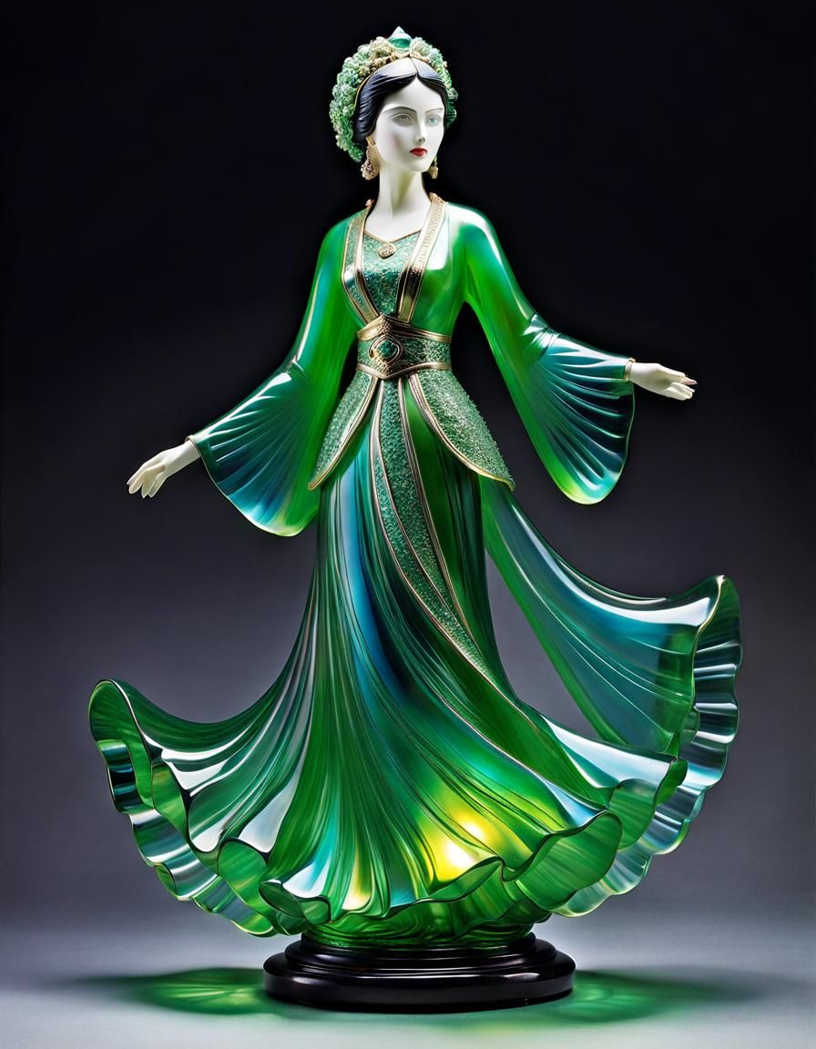 Iridescent Glass Statue of Palestinian Lady