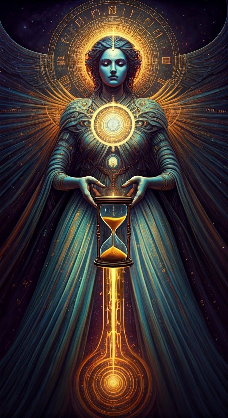 Mystical Goddess of the Future in Vibrant Cosmic Art