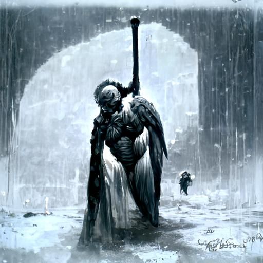 Powerful Angel in Gothic Horror Style