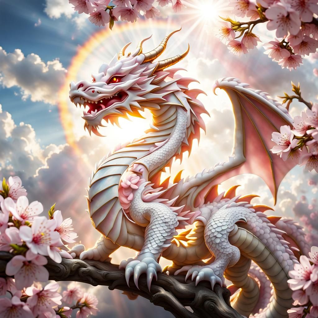 Cherry Blossom Dragon in Divine Light