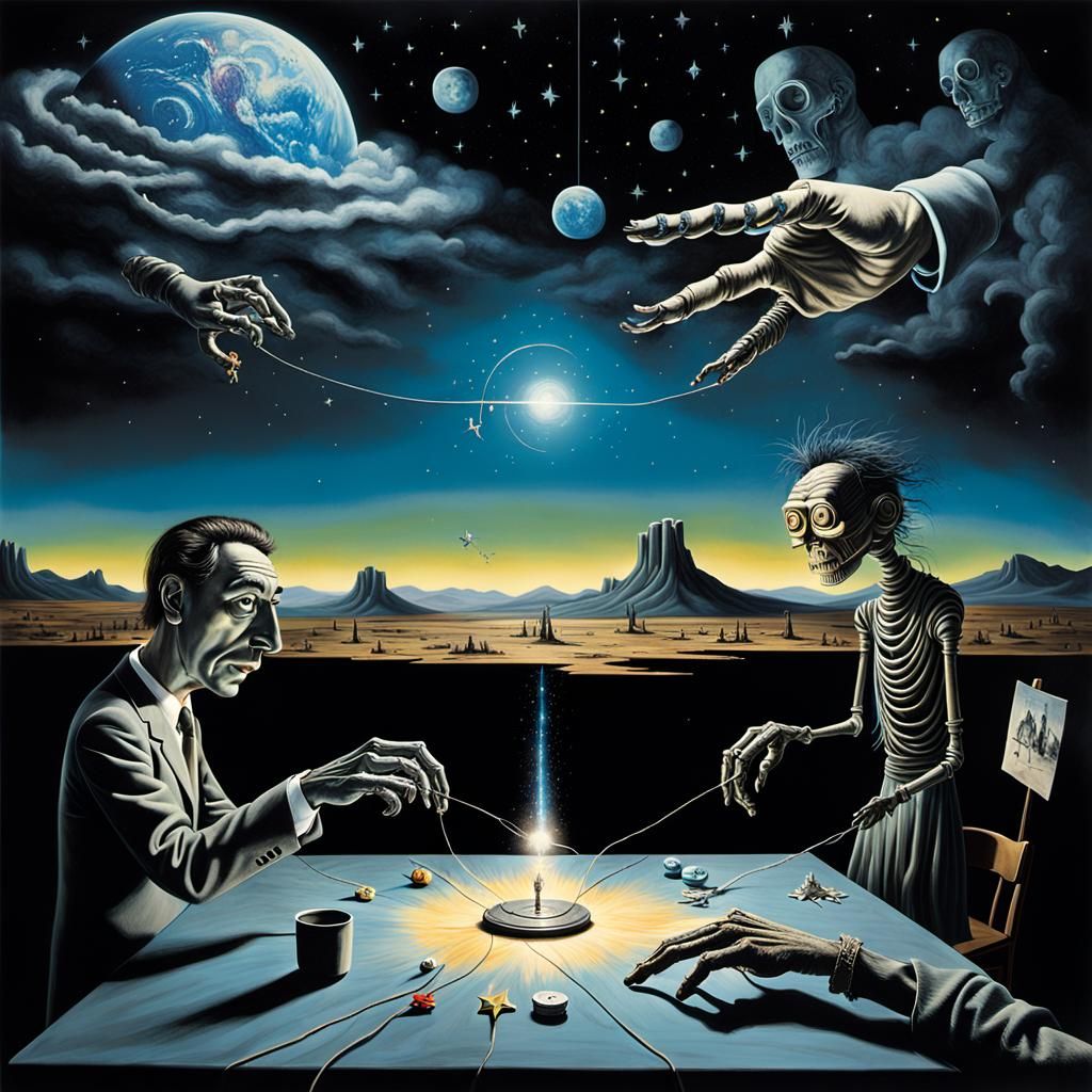 Surreal Puppets of War in Desert Landscape