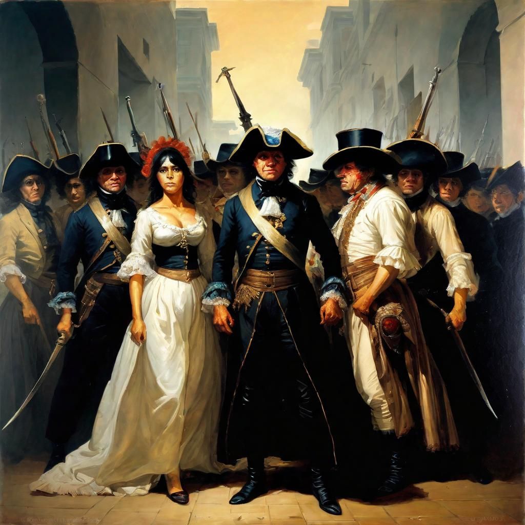 Sinister Colonists: A Goya-esque Oil Painting