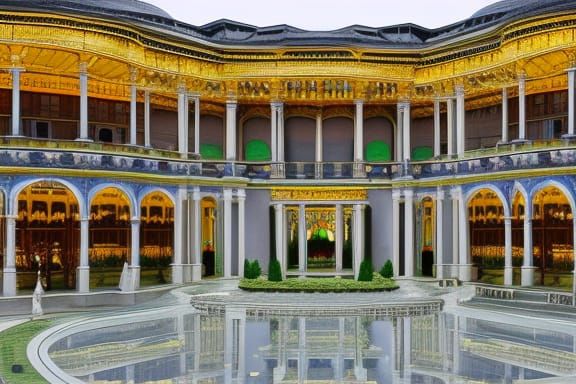 Lavish Futuristic Palace Garden Architecture