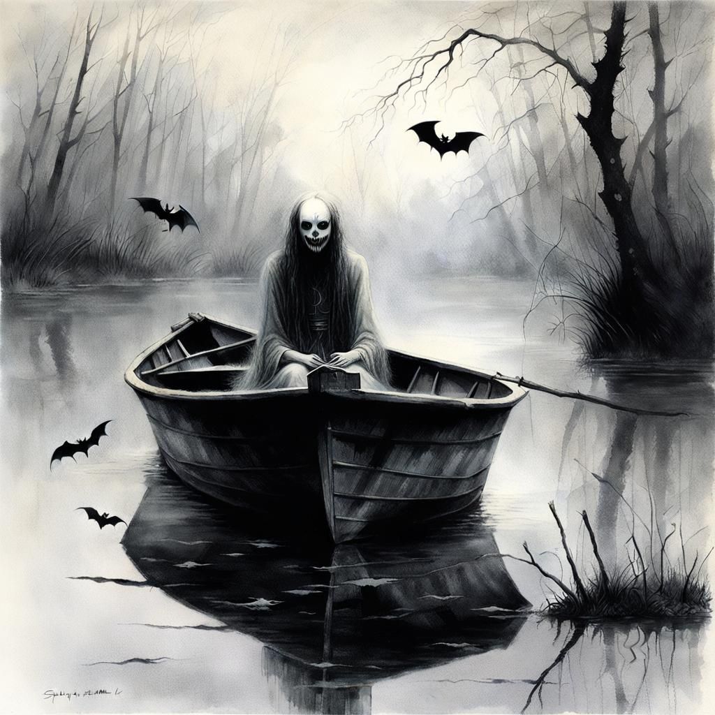 Sinister Water Sprite in Surreal Landscape