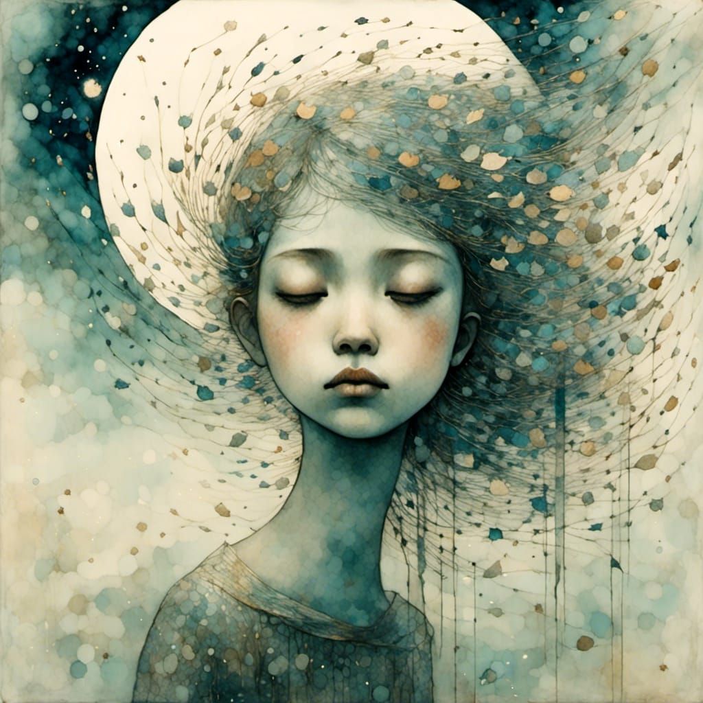 Big Fish and Little Fish in Liquid Ink Style