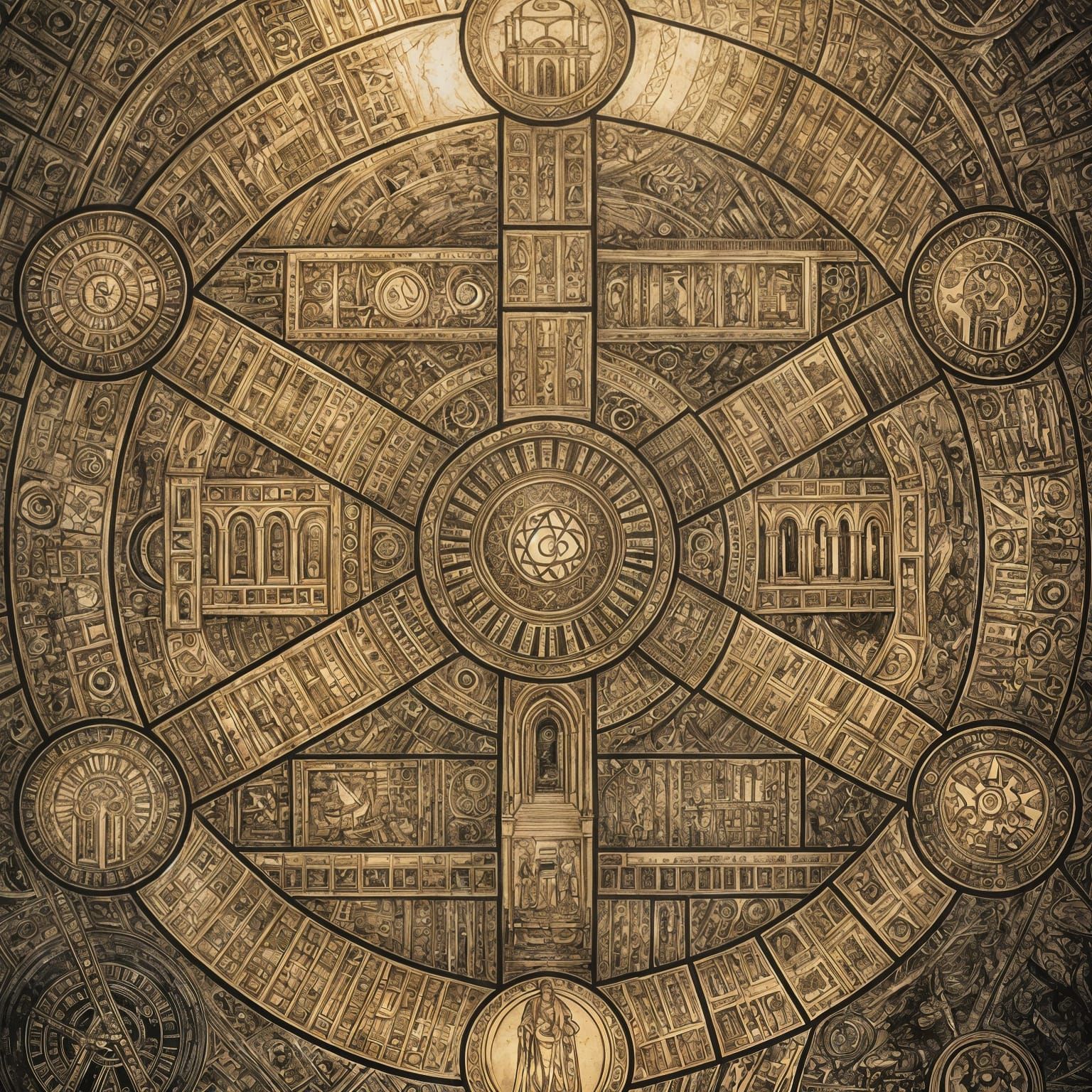 Ancient Spiritual Ecosystem in Pen and Ink