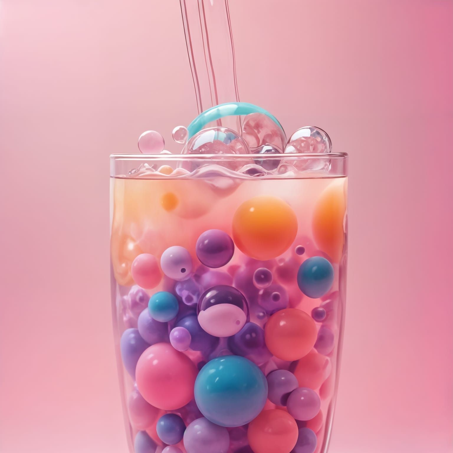 Bubble Tea in Dolphin Glass as Pastel Digital Art