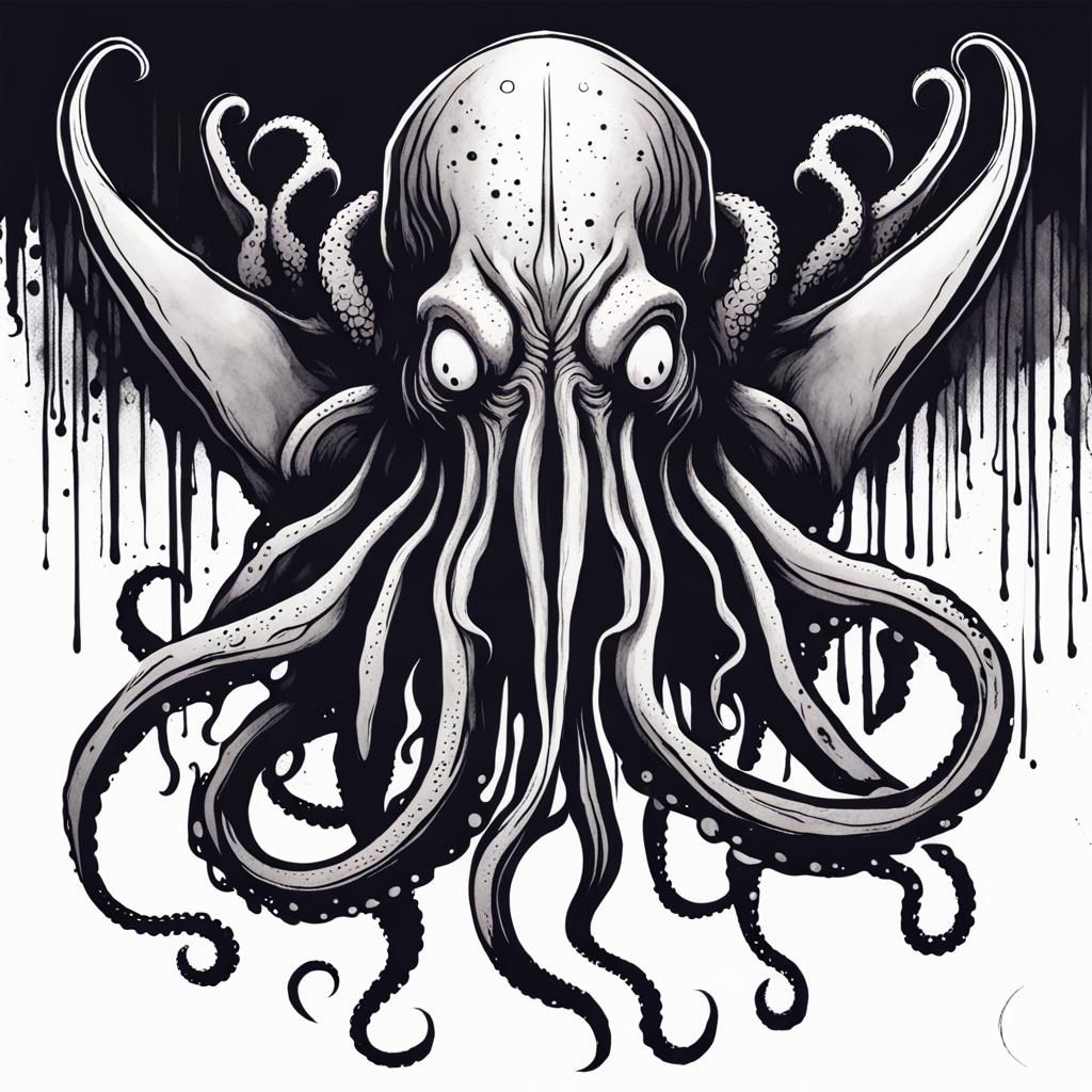 Abstract Ink Spot Cthulhu Illustration