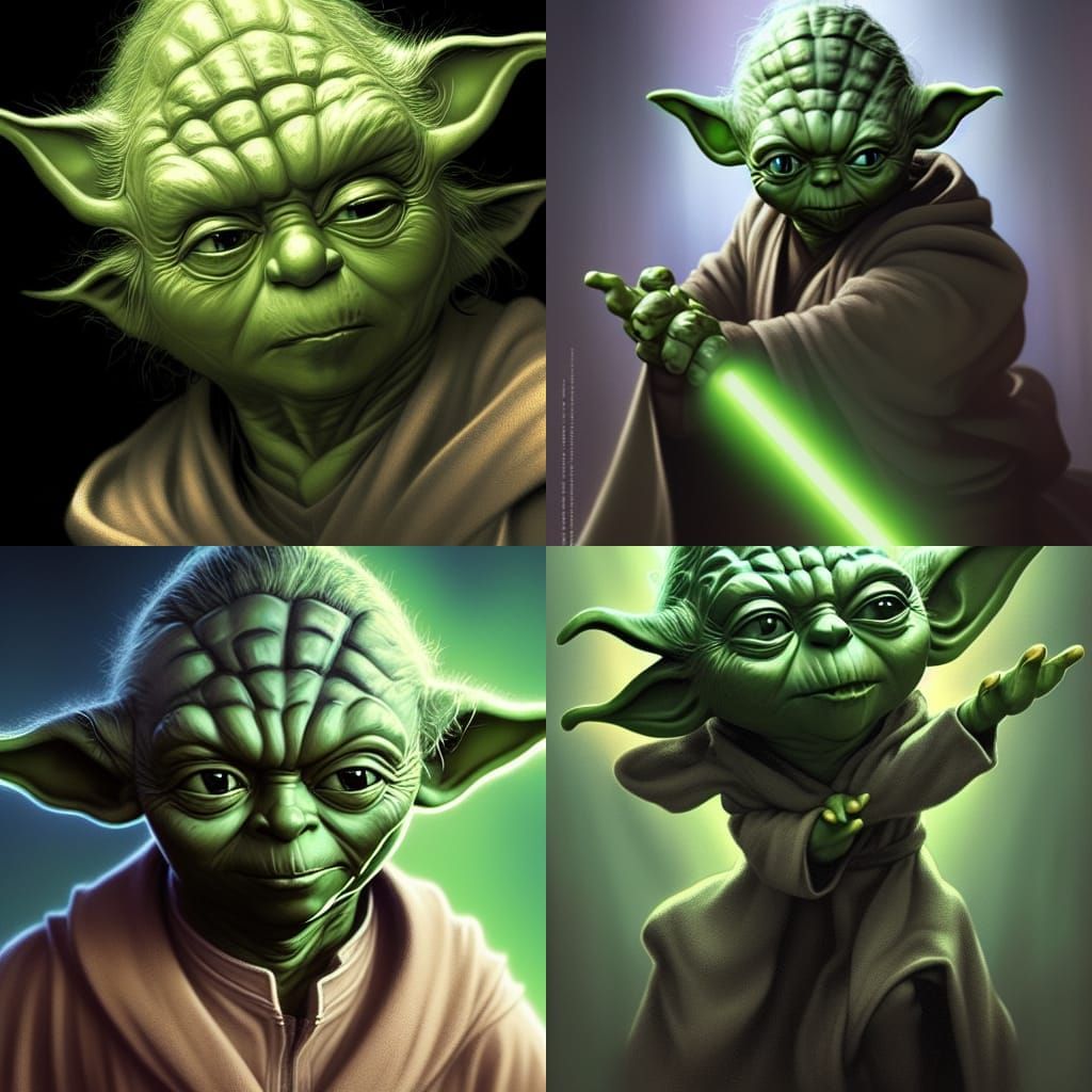 Yoda Portrait in Comic Book Art Style