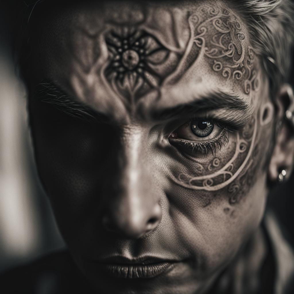 Aries Zodiac Sign Tattoo Portrait in High Detail