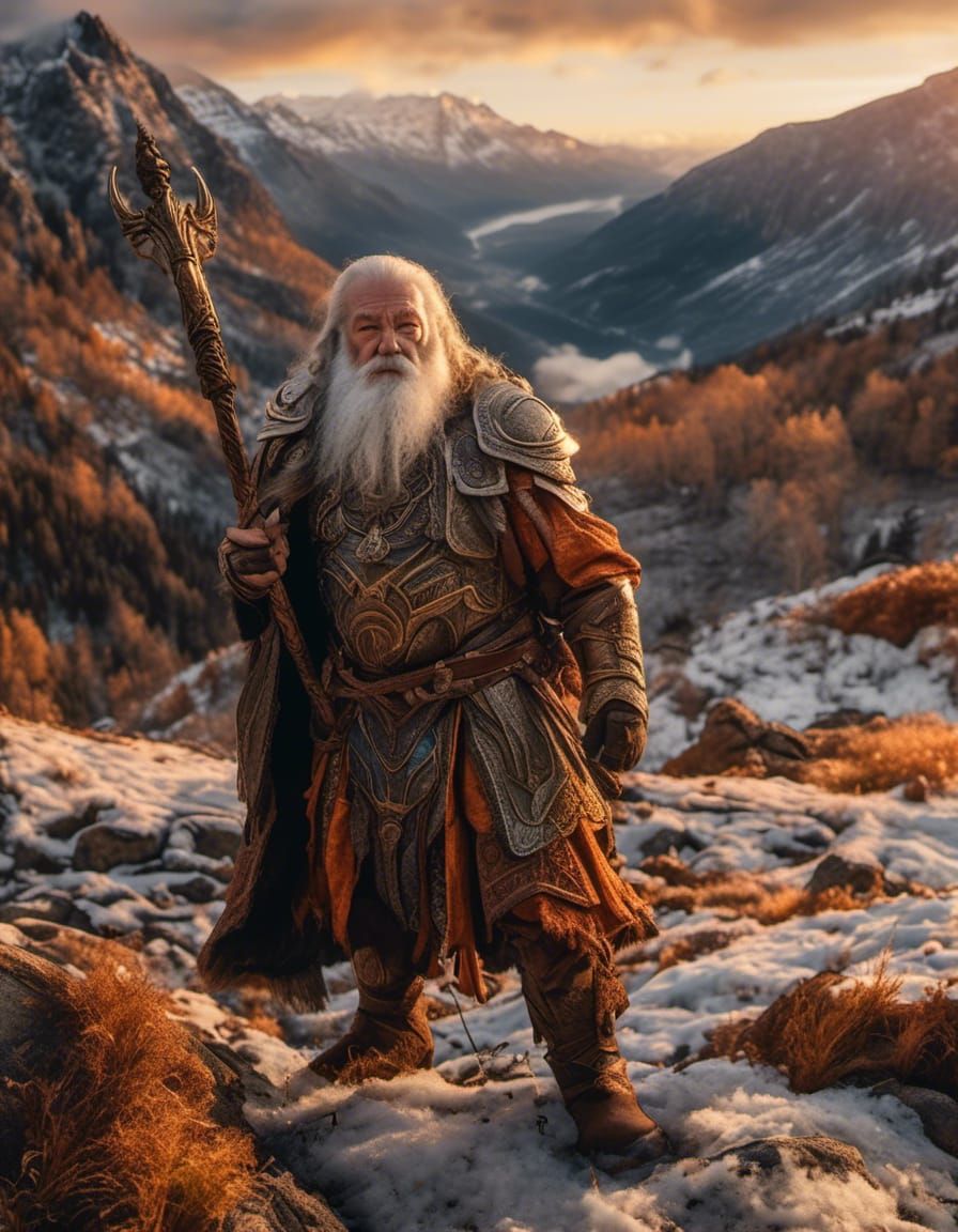 Intricate Elder Dwarf in Golden Light