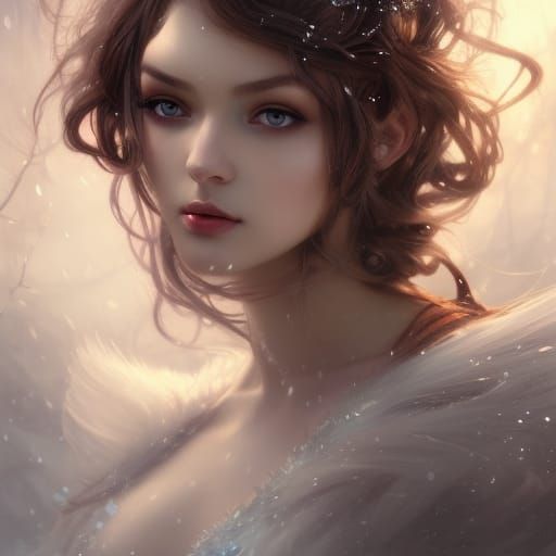 Beautiful Winter Fairy Art Nouveau Portrait