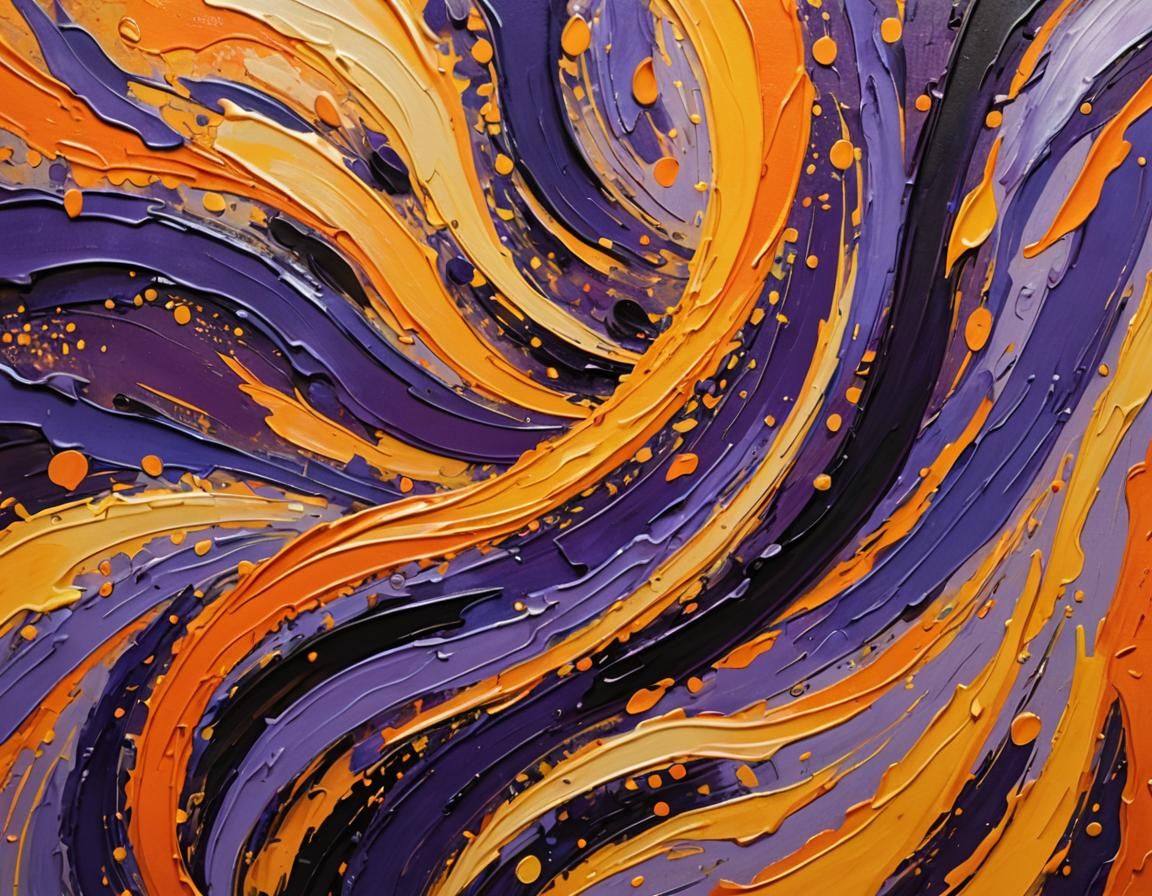 Abstract Expressionist Vortex with Metallic Accents