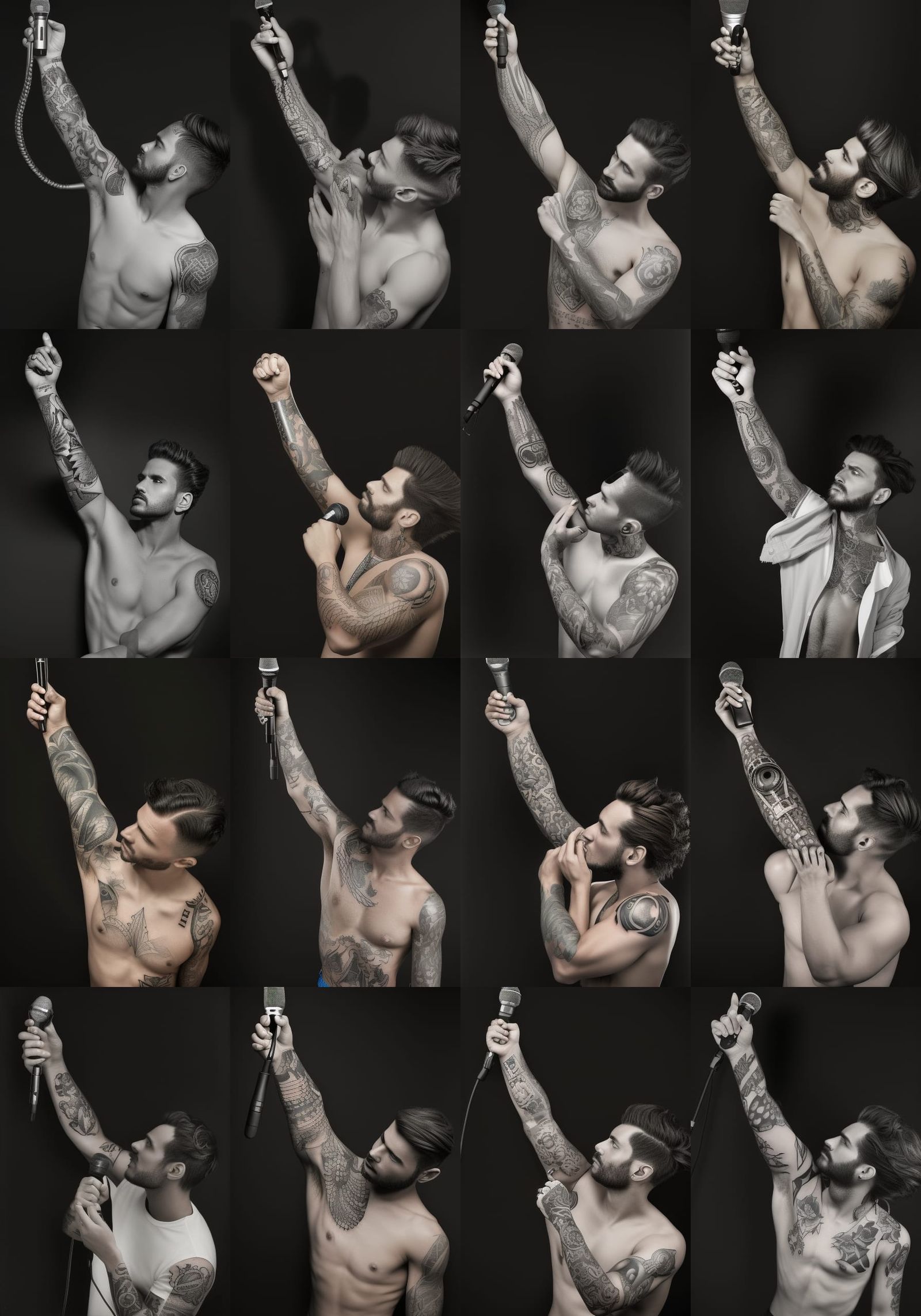 Singer Portrait with Microphone Tattoo, Simple Drawing