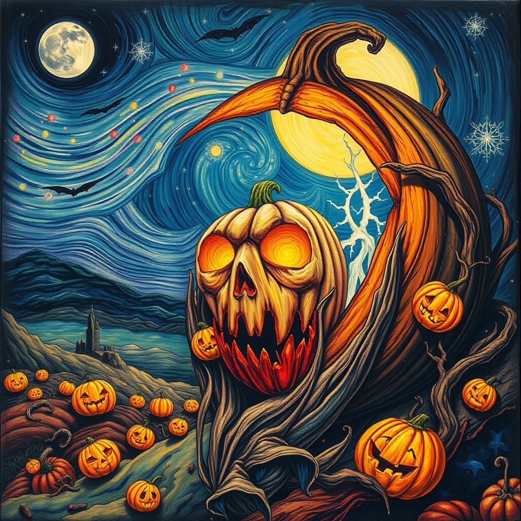 Surreal Jack O'Lantern in Futuristic Dreamscape