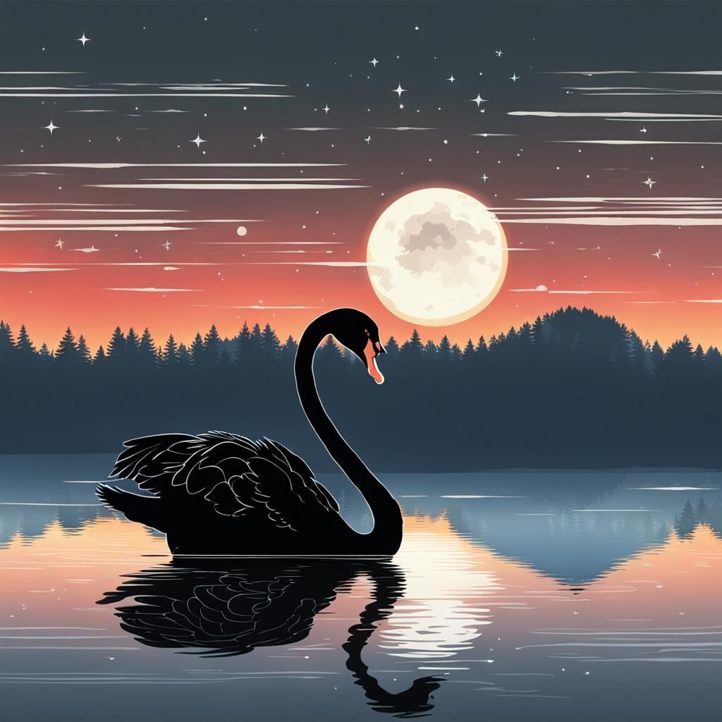 Black Swan in Bright Moonlight