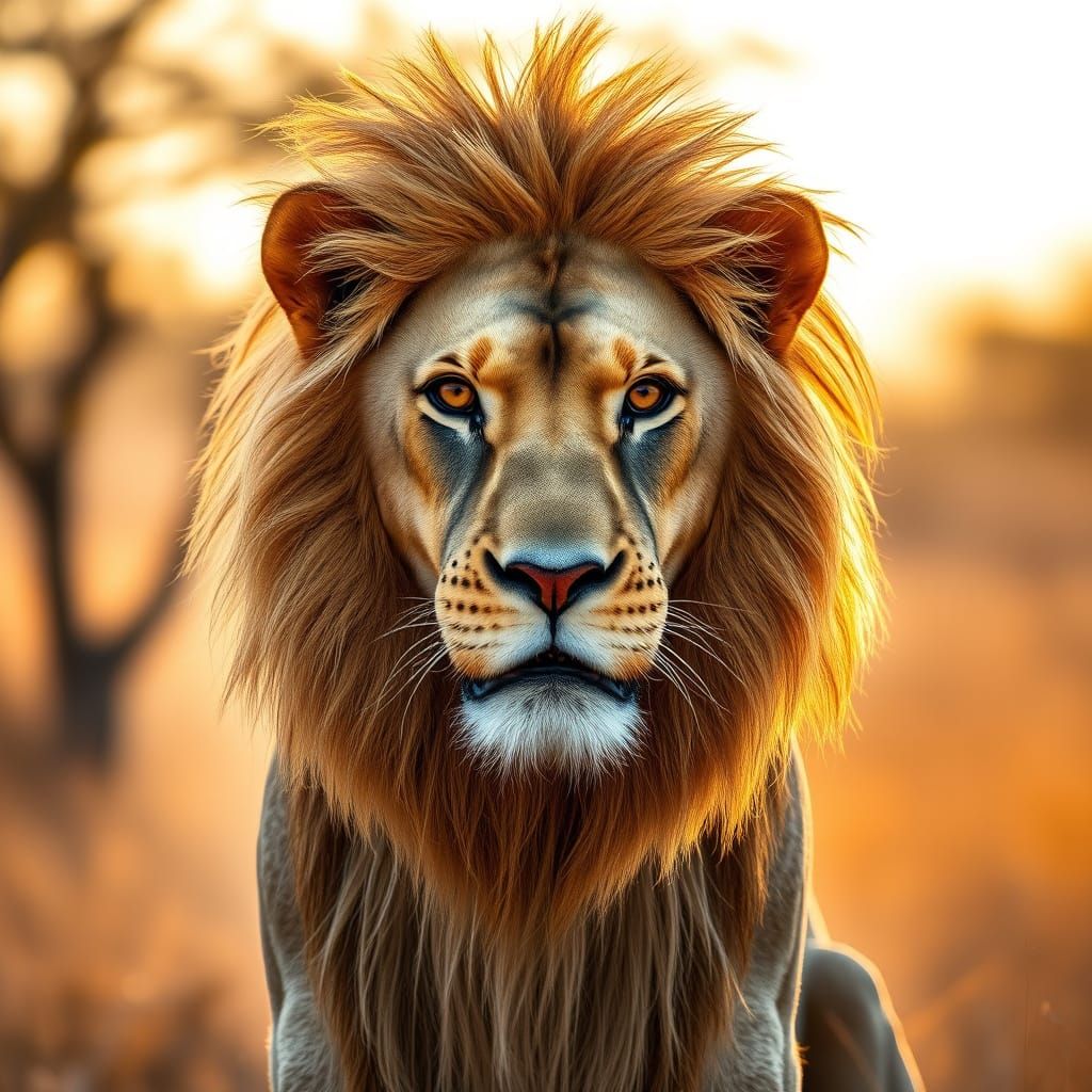Regal Lion in Golden Savannah