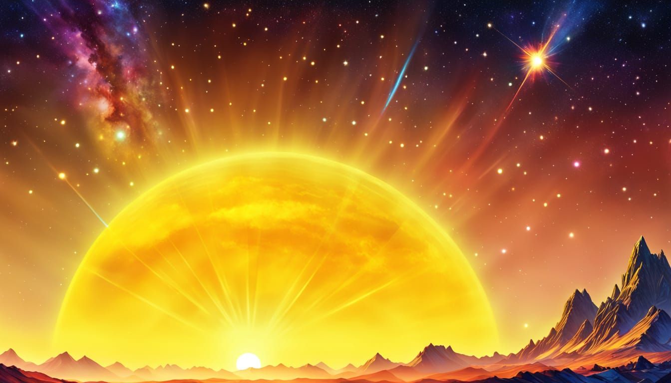 Solarpunk Landscape Artwork With Luminous Sun