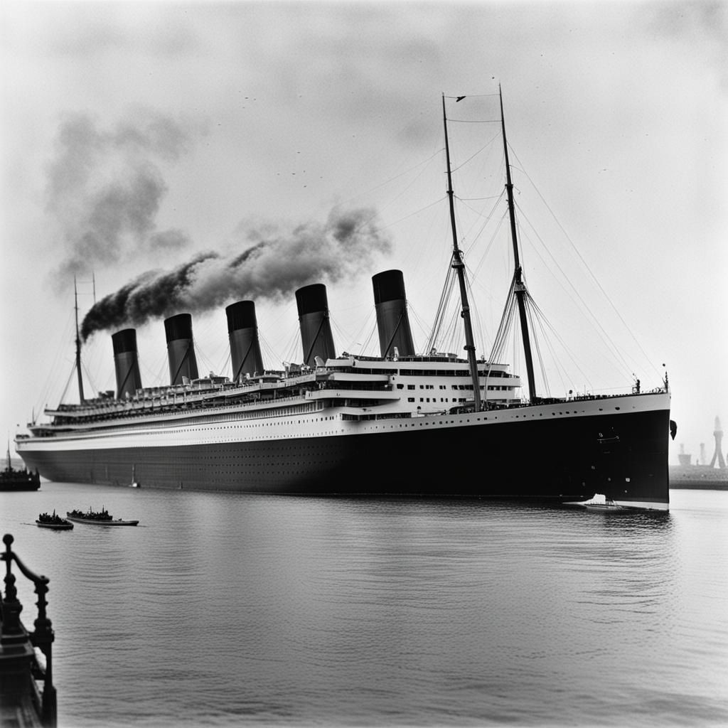 Titanic departing Southampton, 1912.