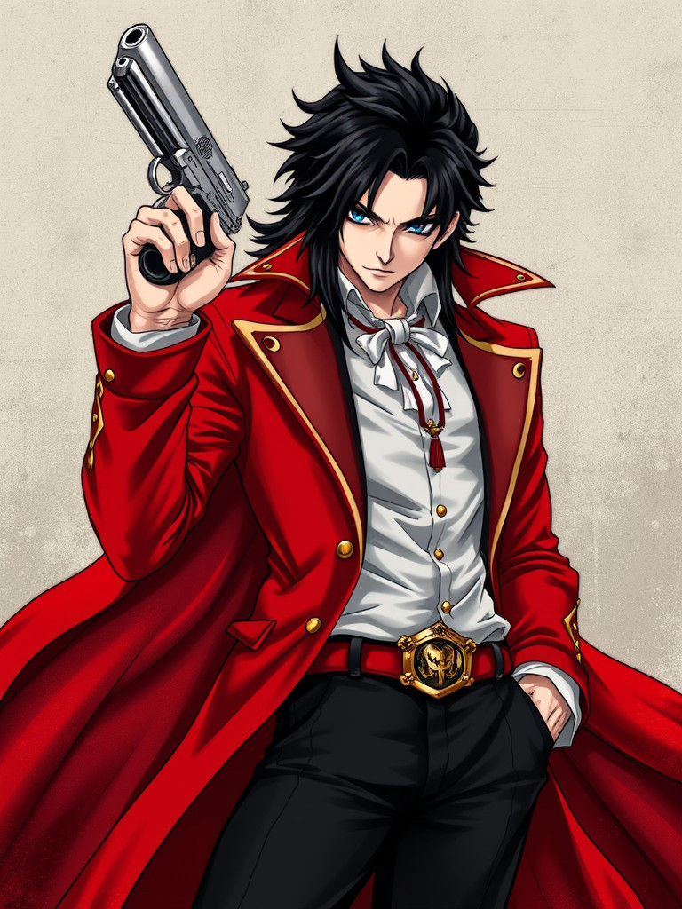 Alucard Portrait in Anime Manga Style