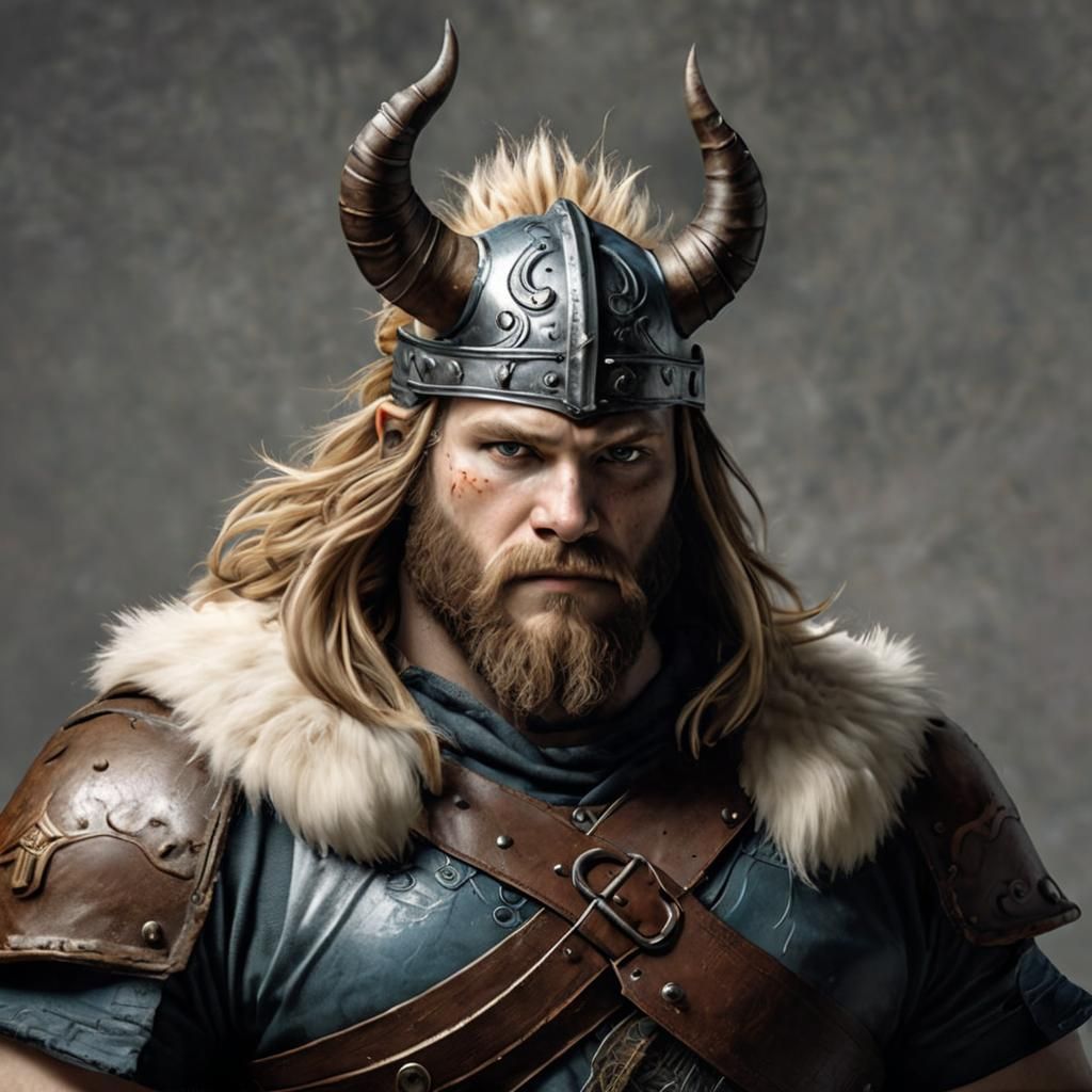 Viking Warrior in Hyper-Realistic Doodle Art Style