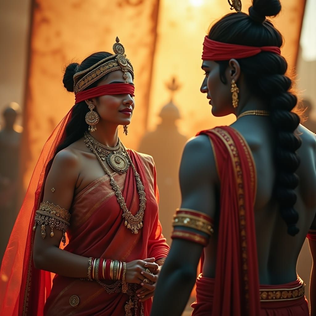 Indian Queen and Lord Krishna at War Screen