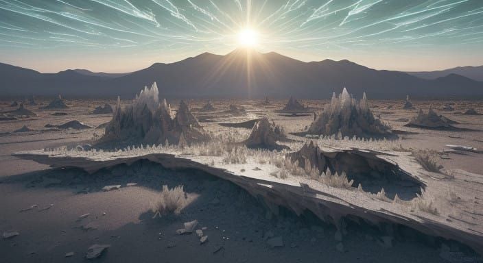 Vast Crystal Wasteland in a Hyperrealistic Dreamscape