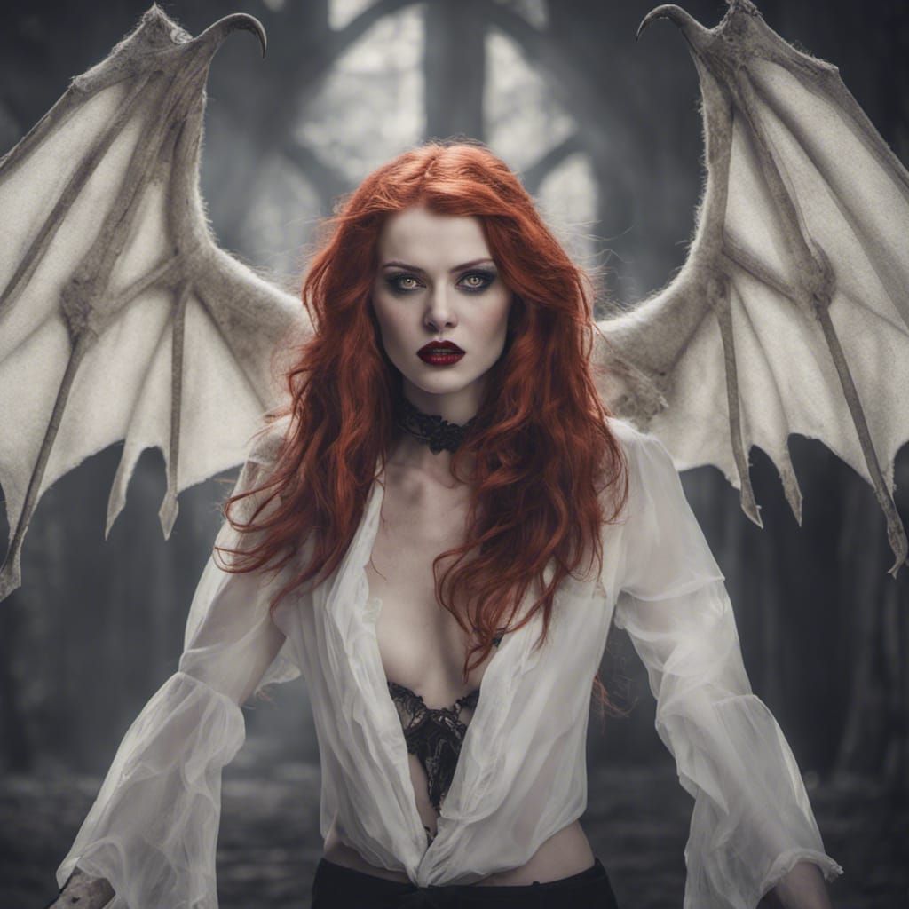 Redhead Vampire Glamour Portrait in Natural Lighting