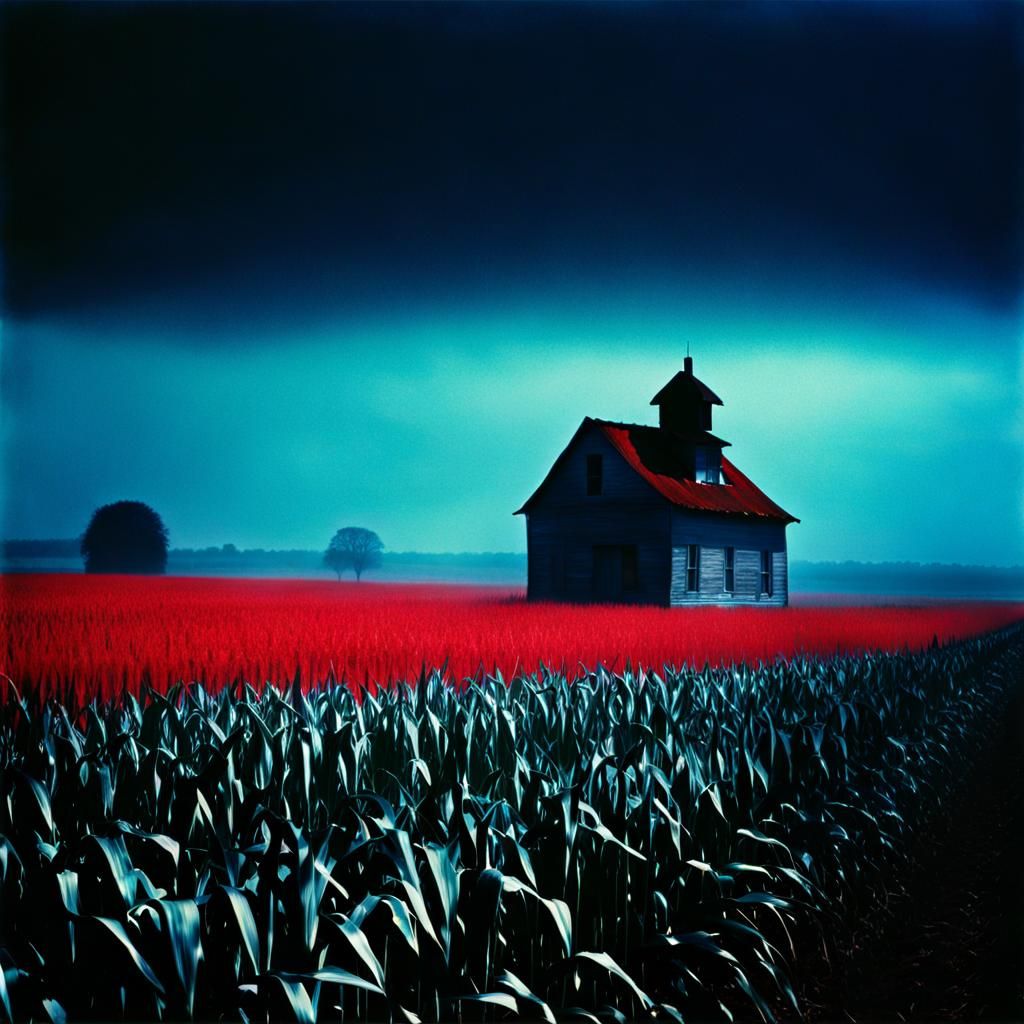 Red Roof House in Cornfield