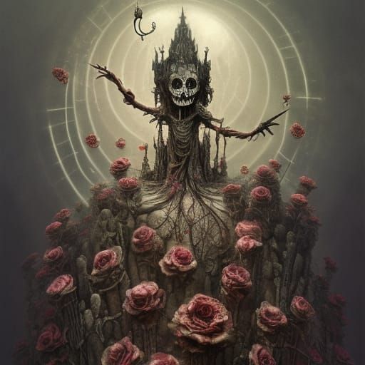 Skeleton King on Bone Throne, Hyperdetailed Render