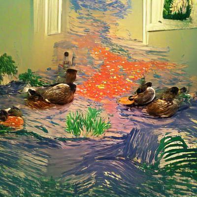 Ducks Invading a Home Interior: Monet Style