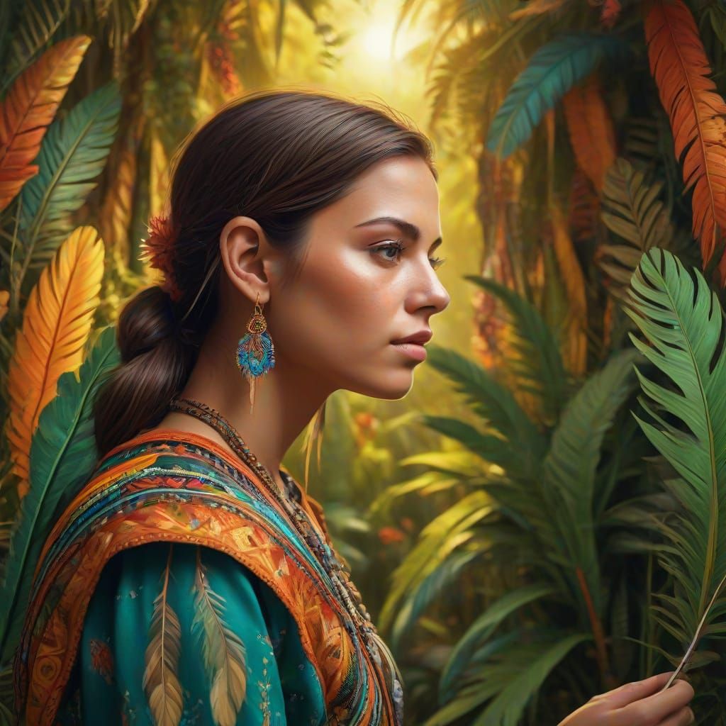 Photographer at Work in a Vibrant Village: Digital Art