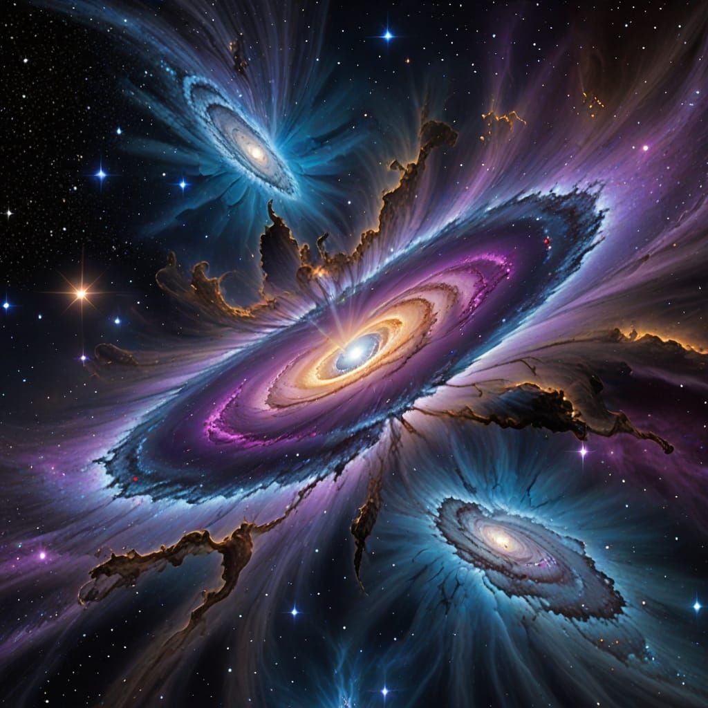 Serenely Floating Celestial Being in Vibrant Galaxy