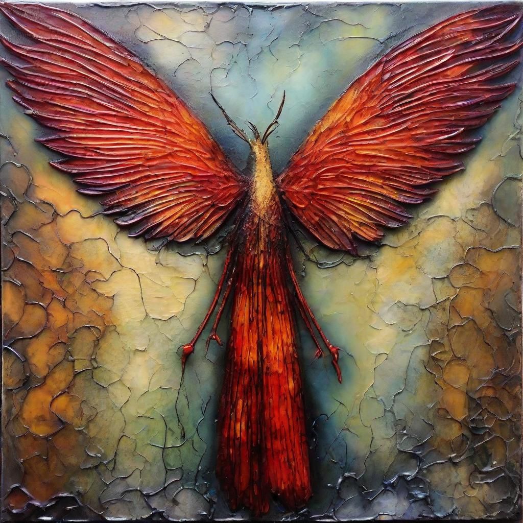 Diabolical Encaustic Fire Fae with Delicate Wings